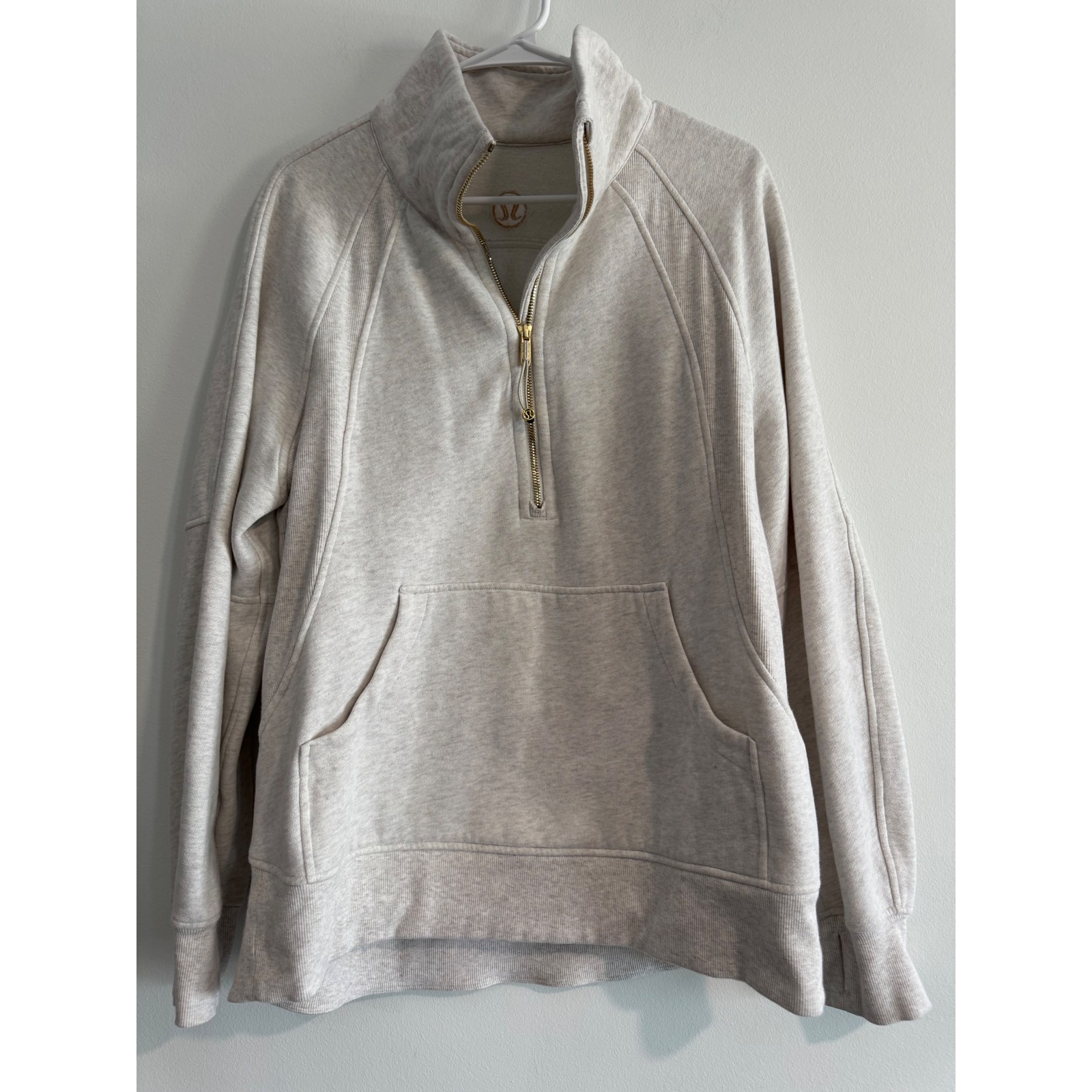 Lululemon Scuba Oversized Half-Zip Sweatshirt Womens Heathered Oatmeal Gold